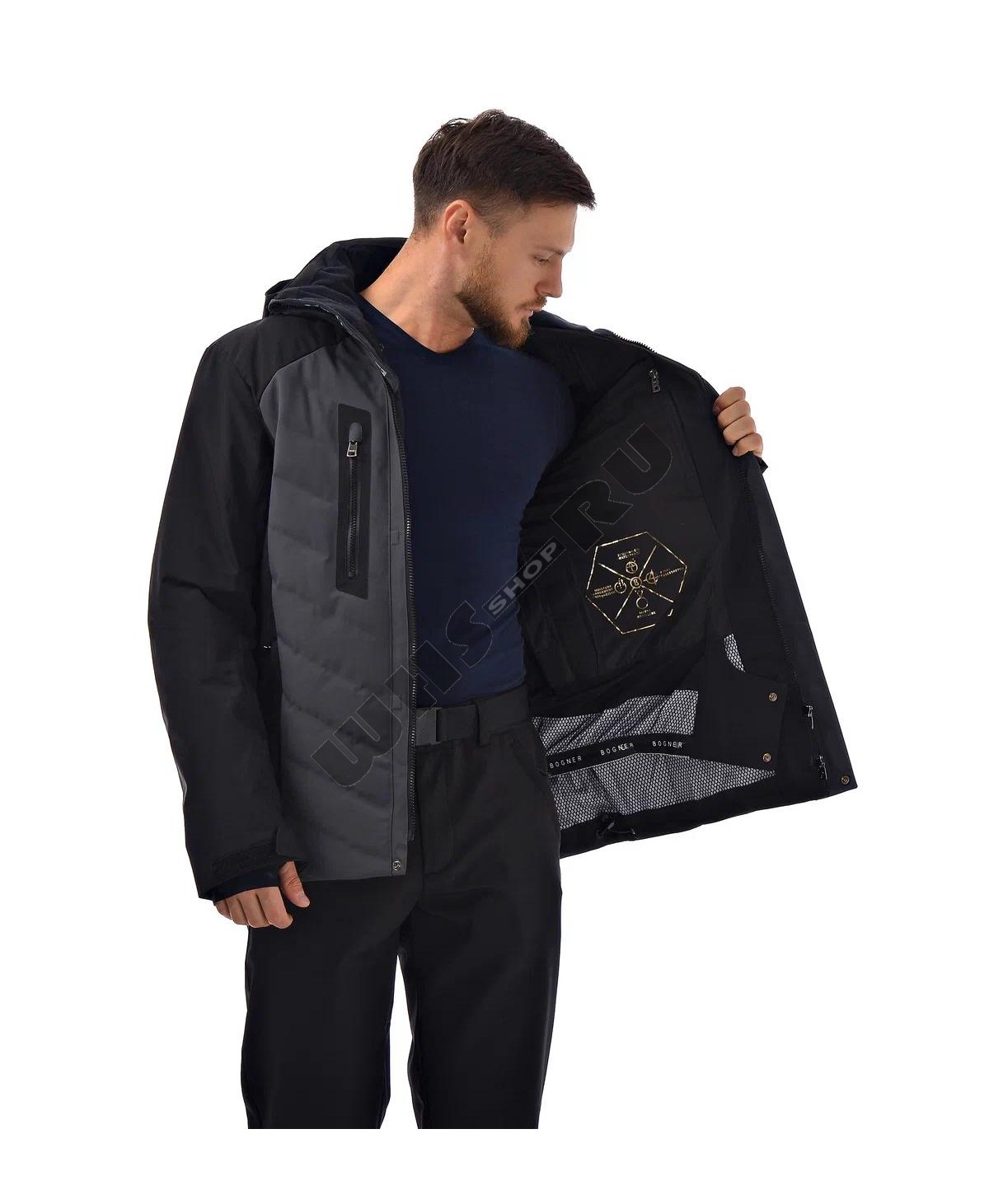 Горнолыжная мужская куртка Bogner 6403  -35* Серо-Черная