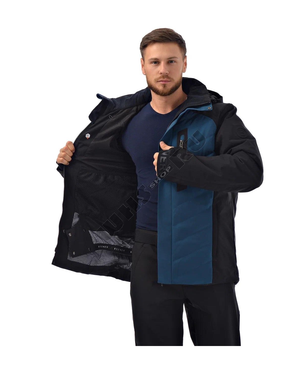 Горнолыжная мужская куртка Bogner 6403  -35* Лазурно-Черная